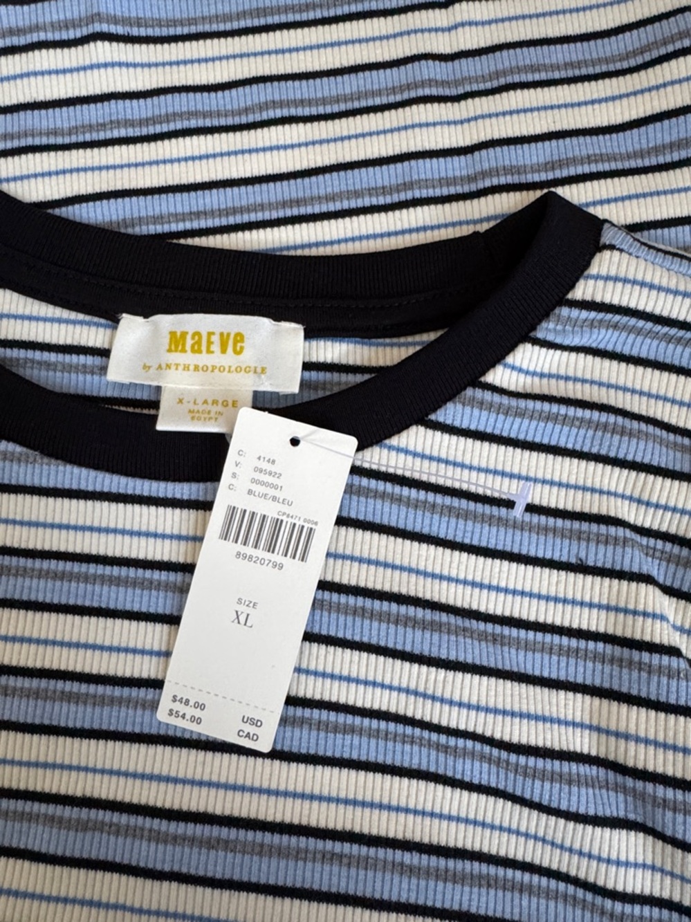 NWT Size XL - Anthropologie Retro Stripe Baby Tee by Maeve (NWT US$ 48)